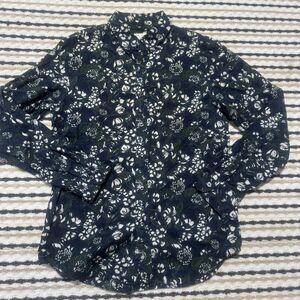 Club Monaco Slim Fit Floral Blue Green Long Sleeve Button Up Top Women’s Small